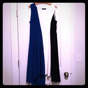 Black,blue and white dress below knee. Size 16.